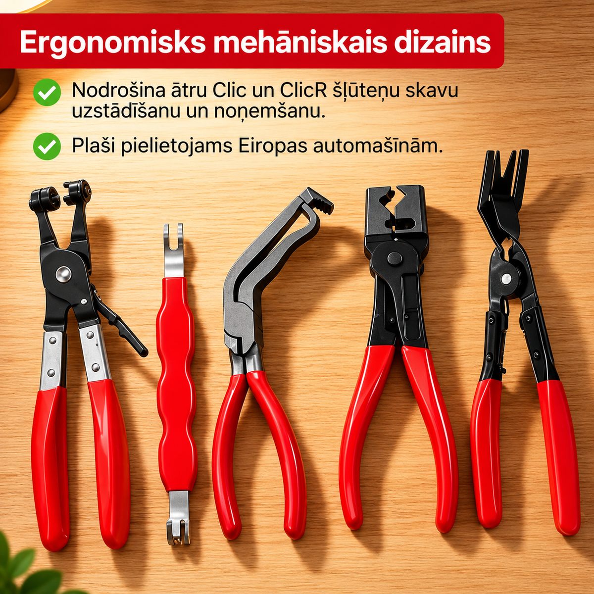 Profesionāls 5 vienā šļūteņu skavu knaibļu komplekts | CLAMPRO
