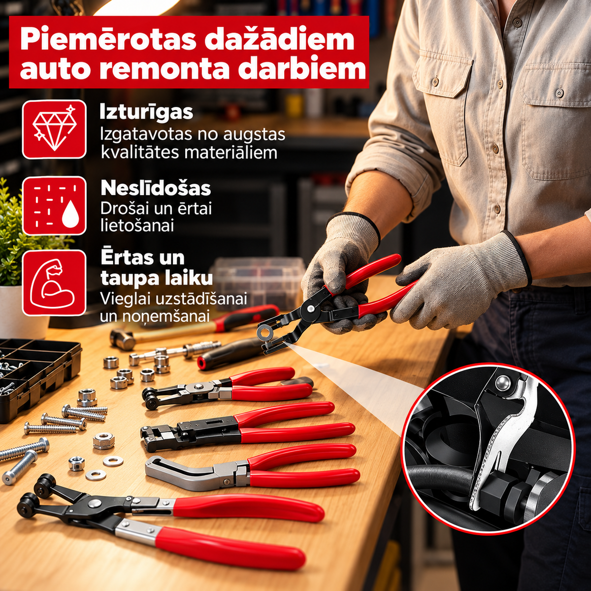 Profesionāls 5 vienā šļūteņu skavu knaibļu komplekts | CLAMPRO