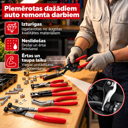Profesionāls 5 vienā šļūteņu skavu knaibļu komplekts | CLAMPRO
