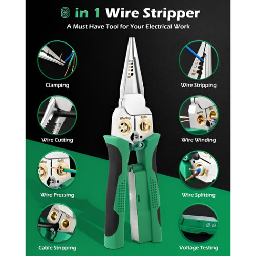 8-in-1 Vadu mizotājs un griezējs (20,7 cm) – Mizo, griež, presē un pārbauda spriegumu vienā instrumentā | POWERPLIERS