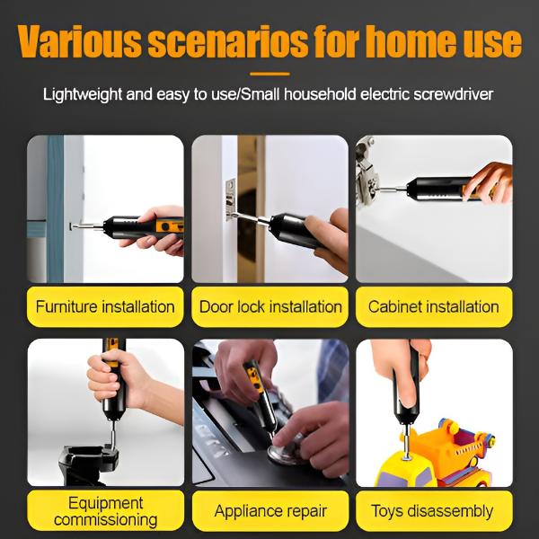Mini electric screwdriver – 12 bits, 1 h USB charging | SCREWZI