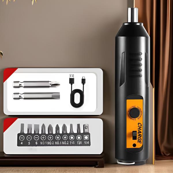 Mini electric screwdriver – 12 bits, 1 h USB charging | SCREWZI