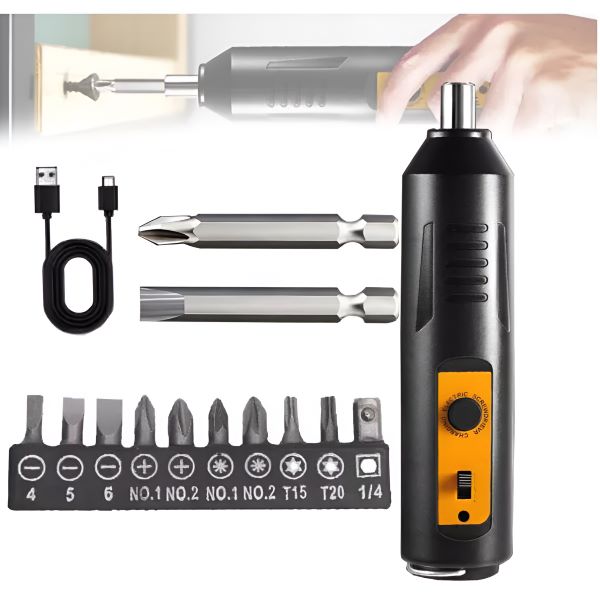 Mini electric screwdriver – 12 bits, 1 h USB charging | SCREWZI